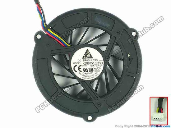 88712 Delta Electronics KDB05105HB Cooling Fan  -7E75, w50x4x4, 5V 0.4A, Bare fan Delta Electronics KDB05105HB Cooling Fan