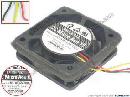 88721 Sanyo Denki 109P0512A7D03 Server - Square Fan sq52x52x15mm, 3-wire, 12V 0.21A Sanyo Denki 109P0512A7D03 Server - Square Fan 