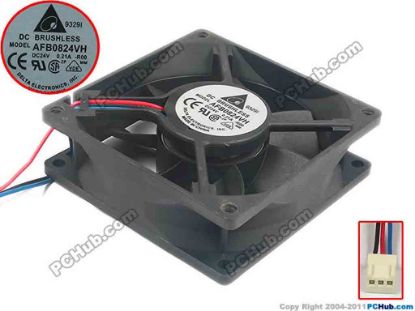 88813 Delta Electronics AFB0824VH Server - Square Fan -R00, sq80x80x25, w250x3x3, 24V 0.21A Delta Electronics AFB0824VH Server - Square Fan 
