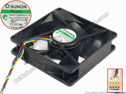 88841 SUNON PMD1208PKV1-A Server - Square Fan B1544.S.F.GN, sq80x80x20, w260x4x4, 12V 4.8W SUNON PMD1208PKV1-A Server - Square Fan 