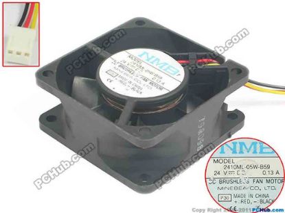 88855 NMB-MAT / Minebea 2410ML-05W-B59 Server - Square Fan P30, sq60x60x25, w200x3x3, 24V 0.13A NMB-MAT / Minebea 2410ML-05W-B59 Server - Square Fan 