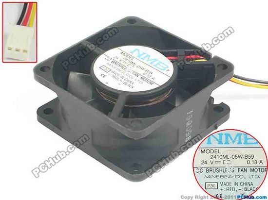 88855 NMB-MAT / Minebea 2410ML-05W-B59 Server - Square Fan P30, sq60x60x25, w200x3x3, 24V 0.13A NMB-MAT / Minebea 2410ML-05W-B59 Server - Square Fan 