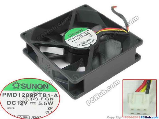 88967 SUNON PMD1209PTB1-A Server - Square Fan (2).F.GN, sq90x90x25, w25x3x3, 12V 5.5W SUNON PMD1209PTB1-A Server - Square Fan 