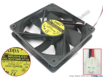 89038 ADDA AD1212MB-A71GL Server - Square Fan OTC, sq120x120x25, w85x2x2, 12V 0.33A ADDA AD1212MB-A71GL Server - Square Fan 