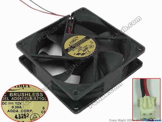 89063 ADDA AD0912UB-A71GL Server - Square Fan sq92x92x25, 2-wire, 12V 0.39A ADDA AD0912UB-A71GL Server - Square Fan