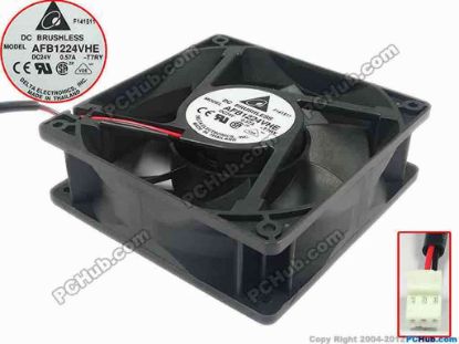 89065 Delta Electronics AFB1224VHE Server - Square Fan -T7RY, sq120x120x38, w2, 24V 0.57A Delta Electronics AFB1224VHE Server - Square Fan 