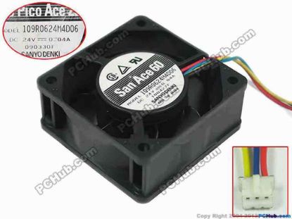 89072 Sanyo Denki 109R0624M4D06 Server - Square Fan sq60x60x25, w30x3x3, 24V 0.04A Sanyo Denki 109R0624M4D06 Server - Square Fan 
