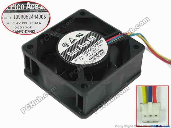 89072 Sanyo Denki 109R0624M4D06 Server - Square Fan sq60x60x25, w30x3x3, 24V 0.04A Sanyo Denki 109R0624M4D06 Server - Square Fan 