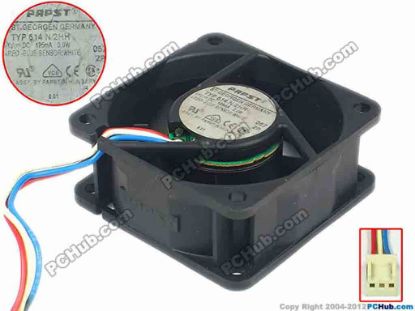 89101 ebm-papst TYP 614 N/2HH Server - Square Fan TYP614N/2HH, sq60x60x25, w85x3x3, 24V 3.0W ebm-papst TYP 614 N/2HH Server - Square Fan 