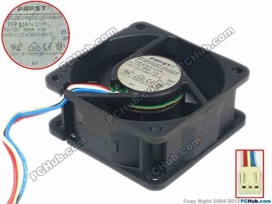 89101 ebm-papst TYP 614 N/2HH Server - Square Fan TYP614N/2HH, sq60x60x25, w85x3x3, 24V 3.0W ebm-papst TYP 614 N/2HH Server - Square Fan 