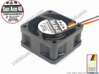 89143 Sanyo Denki 109P0424H6D03 Server - Square Fan sq40x40x20, w65x3x3, 24V 0.07A Sanyo Denki 109P0424H6D03 Server - Square Fan 