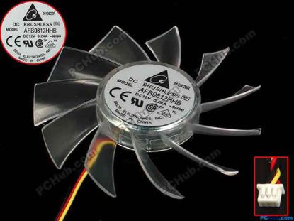 89144 Delta Electronics AFB0812HHB Server - Frameless / GPU Fan -9H90, dia73x15, w265x3x3, 12V 0.24A Delta Electronics AFB0812HHB Server - Frameless / GPU Fan 