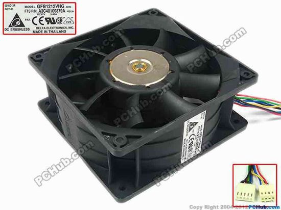 89147 Delta Electronics GFB1212VHG Server - Square Fan -8C66, sq120x120x50, w150x8x8, 12V 3.4A Delta Electronics GFB1212VHG Server - Square Fan 
