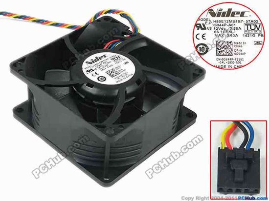 89164 Nidec H80E12MS1B7-57A02 Server - Square Fan G944P-A01, sq80x80x38, w105x4x5, 12V 0.58A Nidec H80E12MS1B7-57A02 Server - Square Fan 