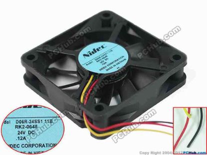 89178 Nidec D06R-24SS1 Server - Square Fan 11B, sq60x60x15, 3-wire, 24V 0.12A Nidec D06R-24SS1 Server - Square Fan 