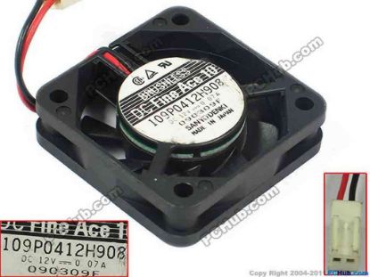 89241 Sanyo Denki 109P0412H908 Server - Square Fan sq40x40x10, w50x2x2, 12V 0.07A Sanyo Denki 109P0412H908 Server - Square Fan 