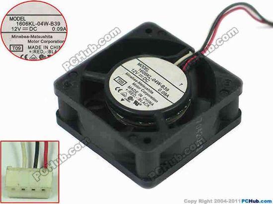 89296 NMB-MAT / Minebea 1606KL-04W-B39 Server - Square Fan T09, sq40x40x15, w95x3x4, 12V 0.09A NMB-MAT / Minebea 1606KL-04W-B39 Server - Square Fan 