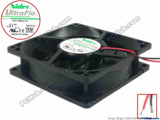 89327 Nidec T92T12MUA7-51 Server - Square Fan sq92x92x25, 2-wire, 12V 0.25A Nidec T92T12MUA7-51 Server - Square Fan