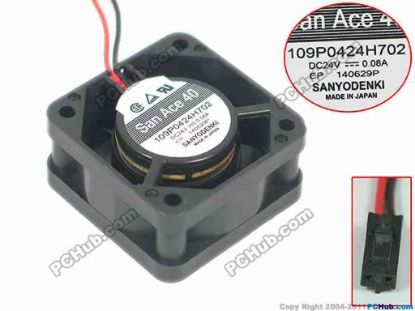 89349 Sanyo Denki 109P0424H702 Server - Square Fan sq40x40x15, w65x2x2, 24V 0.08A Sanyo Denki 109P0424H702 Server - Square Fan 
