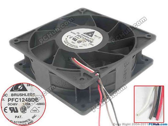 89362 Delta Electronics PFC1248DE Server - Square Fan -6B83, sq120x120x38, 4-wire, 48V 1.2A Delta Electronics PFC1248DE Server - Square Fan 