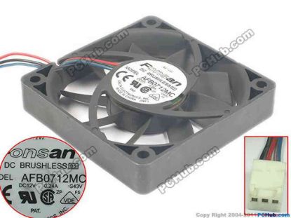 89374 Delta Electronics AFB0712MC Server - Square Fan -S43V, sq70x70x15, 3-wire, 12V 0.24A Delta Electronics AFB0712MC Server - Square Fan 