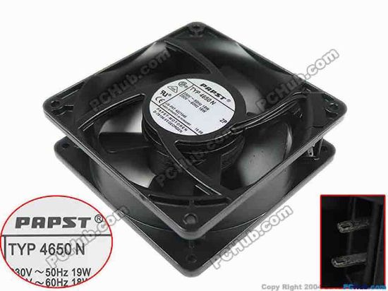 89401 ebm-papst TYP 4650 N Server - Square Fan TYP4650N, sq120x120x25, 230V 19W ebm-papst TYP 4650 N Server - Square Fan 