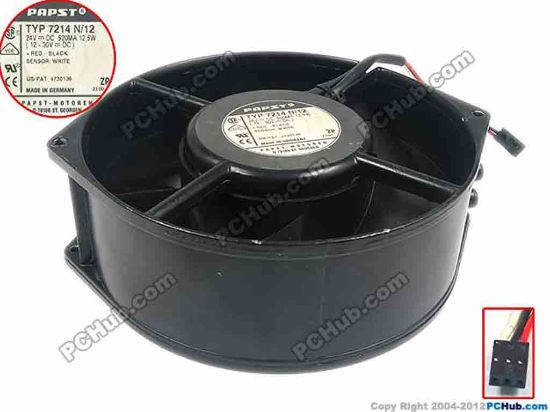 89424 ebm-papst TYP 7214 N/12 Server - Round Fan TYP7214N/12, dia172x172x51, w65x3x3, 24V 12.5W ebm-papst TYP 7214 N/12 Server - Round Fan