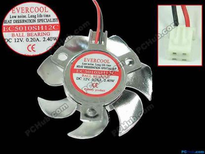 89464 EverCool EC5010SH12C Server - Frameless / GPU Fan w50x2x2, 12V 0.2A EverCool EC5010SH12C Server - Frameless / GPU Fan 
