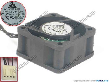 89488 Delta Electronics EFB0424HD Server - Square Fan -7R49, sq40x40x20, w40x4x4, 12V 0.12A Delta Electronics EFB0424HD Server - Square Fan 
