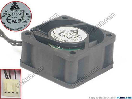89488 Delta Electronics EFB0424HD Server - Square Fan -7R49, sq40x40x20, w40x4x4, 12V 0.12A Delta Electronics EFB0424HD Server - Square Fan 