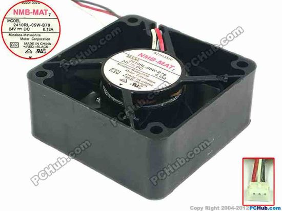 89652 NMB-MAT / Minebea 2410RL-05W-B79 Server - Square Fan C02, sq60x60x25, w70x3x3, 24V 0.13A NMB-MAT / Minebea 2410RL-05W-B79 Server - Square Fan