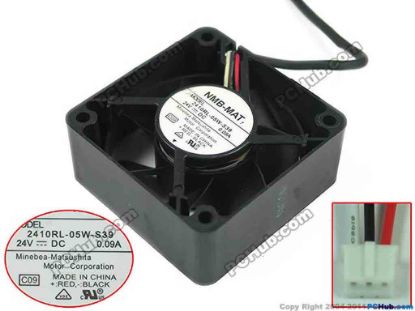 89658 NMB-MAT / Minebea 2410RL-05W-S39 Server - Square Fan C09, sq60x60x25, 3-wire, 24V 0.09A NMB-MAT / Minebea 2410RL-05W-S39 Server - Square Fan 