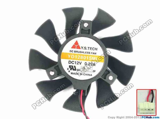 89709 Y.S TECH YD128015ML Server - Frameless / GPU Fan dia75x75x15, w55x2x2, 12V 0.23A Y.S TECH YD128015ML Server - Frameless / GPU Fan 