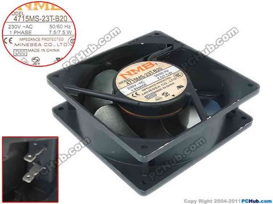 89719 NMB-MAT / Minebea 4715MS-23T-B20 Server - Square Fan D00, sq120x120x38, 230V 7.5W NMB-MAT / Minebea 4715MS-23T-B20 Server - Square Fan 