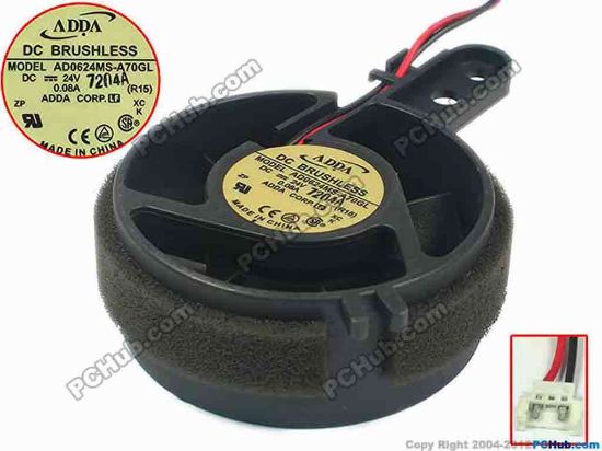 89952 ADDA AD0624MS-A70GL Server - Round Fan R15, dia60x60x25, w85x2x2, 24V 0.08A ADDA AD0624MS-A70GL Server - Round Fan 