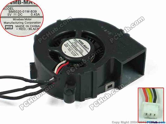 89959 NMB-MAT / Minebea BM5020-01W-B39 Server - Blower Fan L01, bw50x50x20, 3-wire, 5V 0.43A NMB-MAT / Minebea BM5020-01W-B39 Server - Blower Fan 