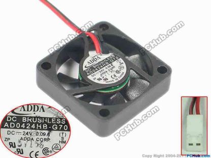90049 ADDA AD0424HB-G70 Server - Square Fan (T), sq40x40x10, 2-wire, 24V 0.09A ADDA AD0424HB-G70 Server - Square Fan 