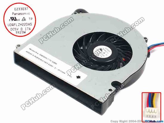 90087 Panasonic UDQFLZH22DAS Cooling Fan  13GPE0370T100-1-09AN-1IK, w40x4x4, 5V 0.17A, Bare  Panasonic UDQFLZH22DAS Cooling Fan  