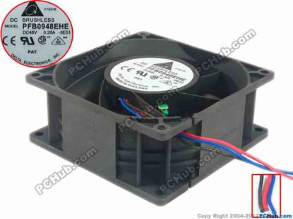 90091 Delta Electronics PFB0948EHE Server - Square Fan -5E51, sq90x90x38, 3-wire, 48V 0.26A Delta Electronics PFB0948EHE Server - Square Fan