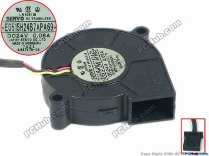 90096 Japan Servo E0515H24B7APA69 Server - Blower Fan w50x3x3, 24V 0.08A Japan Servo E0515H24B7APA69 Server - Blower Fan