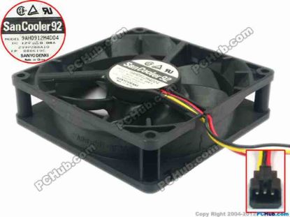 90139 Sanyo Denki 9AH0912M4D04 Server - Square Fan sq90x90x25, 3-wire, 12V 0.08A Sanyo Denki 9AH0912M4D04 Server - Square Fan 