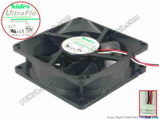 90170 Nidec T80T12MUA7 Server - Square Fan sq80x80x25, w165x3x4, 12V 0.19A Nidec T80T12MUA7 Server - Square Fan 