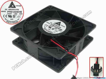 90208 Delta Electronics PFB1224EHE Server - Square Fan -6F24, sq120x120x38, w60x2x2, 24V 1.08A Delta Electronics PFB1224EHE Server - Square Fan 