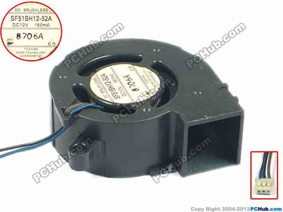 90222 Toshiba SF51BH12-52A Server - Blower Fan w80x3x3, 12V 160mA Toshiba SF51BH12-52A Server - Blower Fan 
