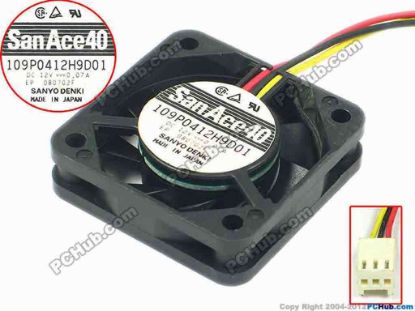 90236 Sanyo Denki 109P0412H9D01 Server - Square Fan sq40x40x10, w160x3x3, 12V 0.07A Sanyo Denki 109P0412H9D01 Server - Square Fan 
