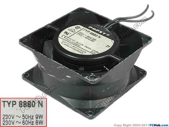 90247 ebm-papst TYP 8880 N Server - Square Fan TYP8880N, sq80x80x38, 2-wire, 230V 9W ebm-papst TYP 8880 N Server - Square Fan 