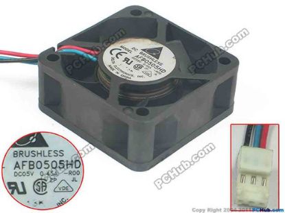 90264 Delta Electronics AFB0505HD Server - Square Fan -R00, sq50x50x20, w55x3x3, 5V 0.45A Delta Electronics AFB0505HD Server - Square Fan 