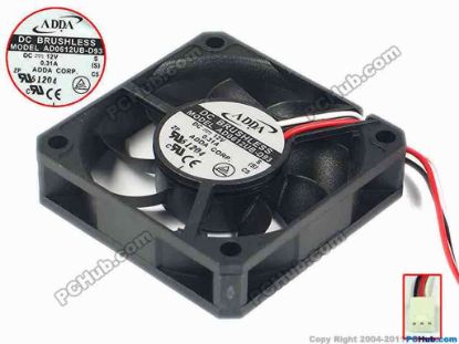 90267 ADDA AD0612UB-D93 Server - Square Fan sq60x60x15, w65x3x3, 12V 0.31A ADDA AD0612UB-D93 Server - Square Fan 