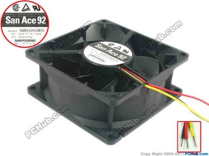 90385 Sanyo Denki 9G0912H1D031 Server - Square Fan sq90x90x38mm, 3-wire, DC12V 0.58A Sanyo Denki 9G0912H1D031 Server - Square Fan 