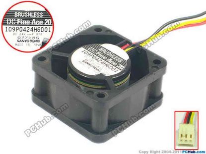 90386 Sanyo Denki 109P0424H6D01 Server - Square Fan sq40x40x20, w55x3x3, 24V 0.07A Sanyo Denki 109P0424H6D01 Server - Square Fan 